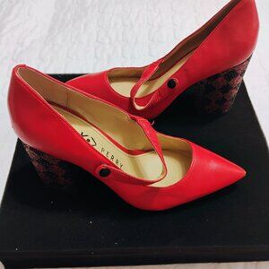 Katy Perry three and a half inch glitter red chunky heels